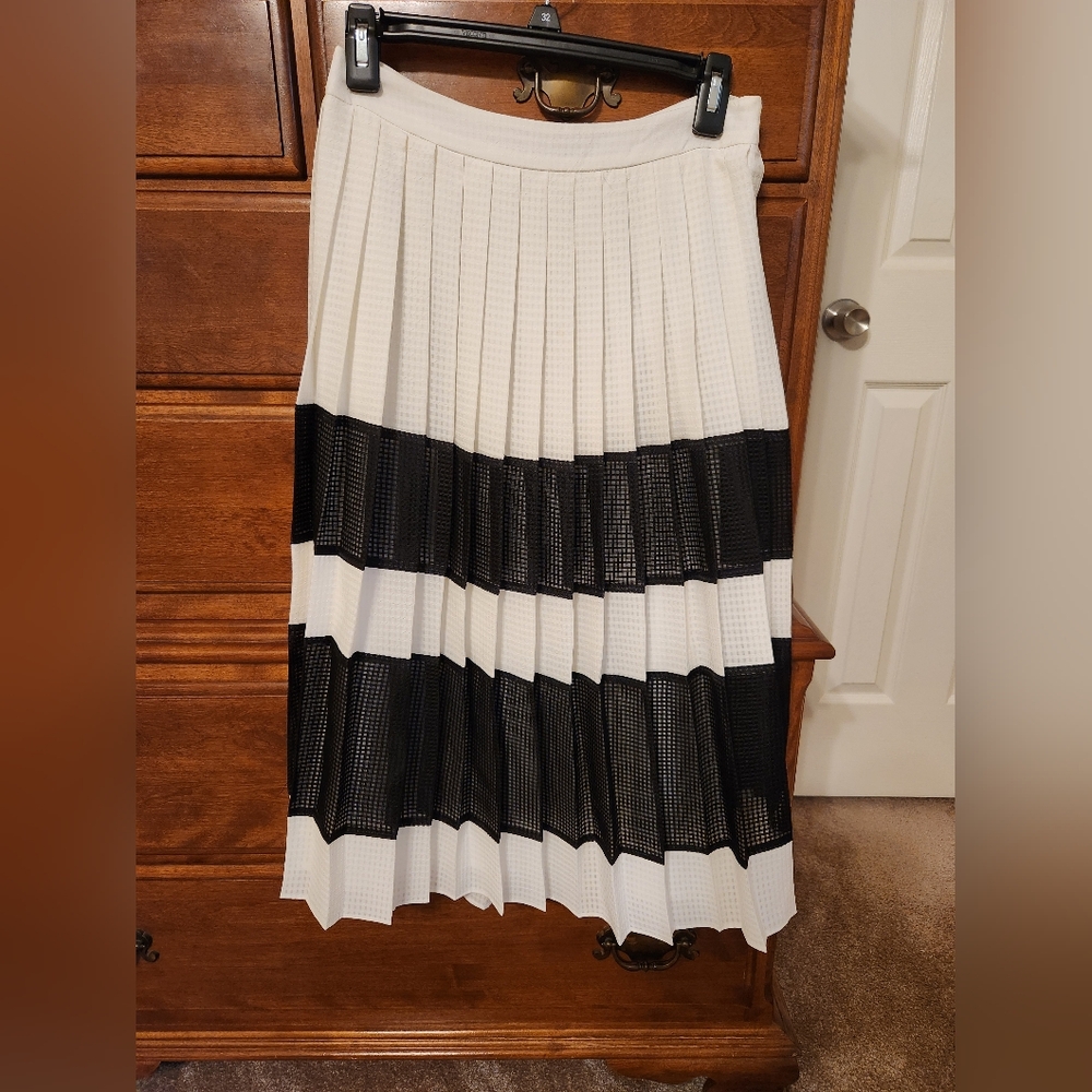 Banana Republic Black and Ivory Pleated Skirt